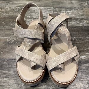 Corkys Cream Metallic Wedge Shoes with Adjustable Straps